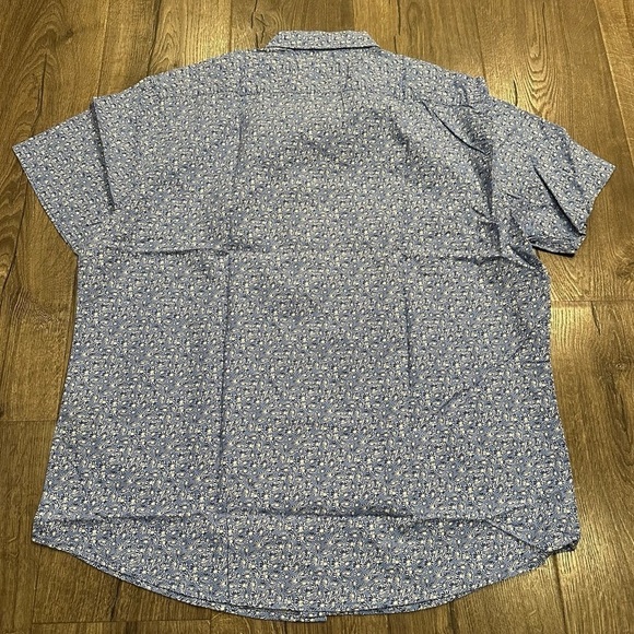 New Slate & Stone Men's Printed Poplin Blue Short Sleeve Button Flower Shirt XL - Picture 11 of 11